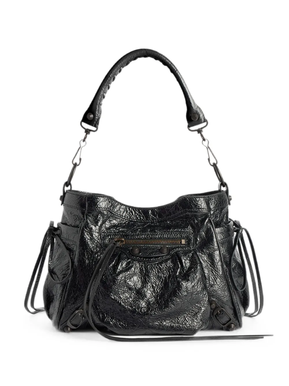 Balenciaga small Le City crinkled-leather tote bag - Nero