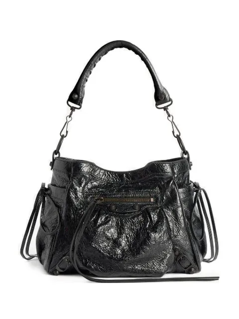 Balenciaga Le City 褶皱皮质小号手提包