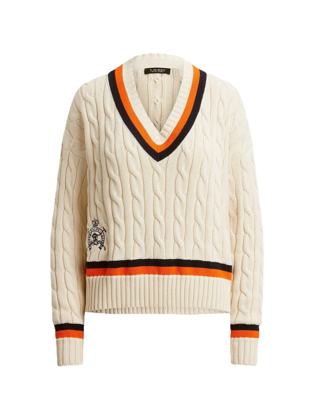 Lauren Ralph Lauren cable-knit V-neck sweater - Toni neutri