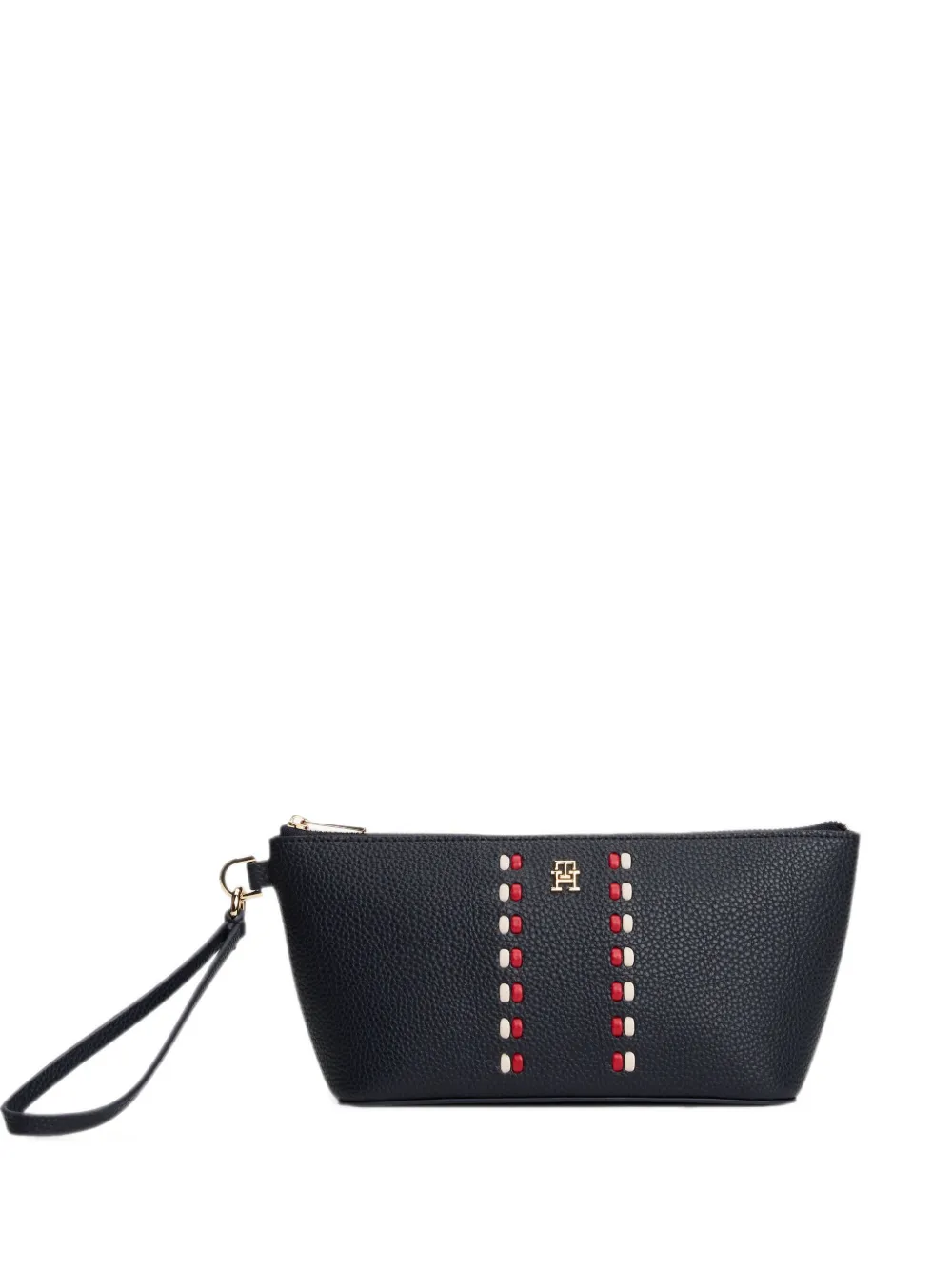 Tommy Hilfiger braided pebbled-texture make up bag - Blu