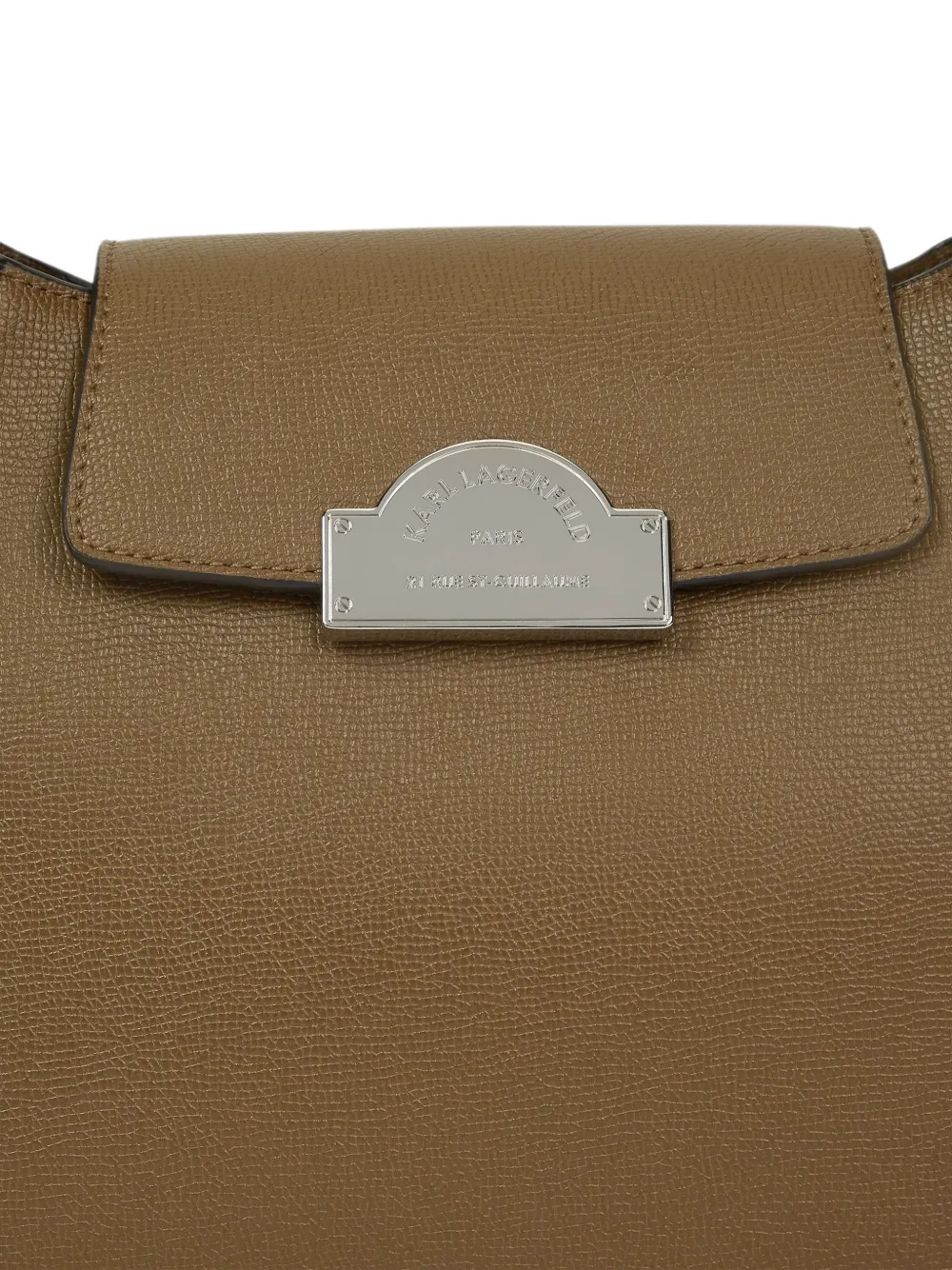 Karl Lagerfeld Schoudertas van bewerkt leer met logo-plakkaat Beige