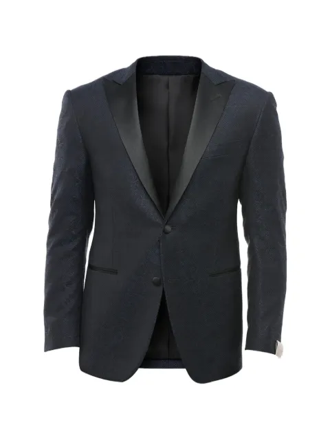 Corneliani jacquard-pattern satin-lapel blazer
