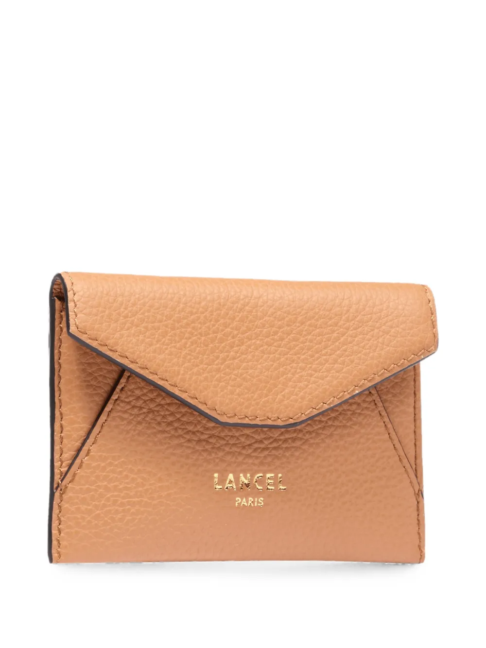 Lancel S clutch met omslag en logo-stempel Beige