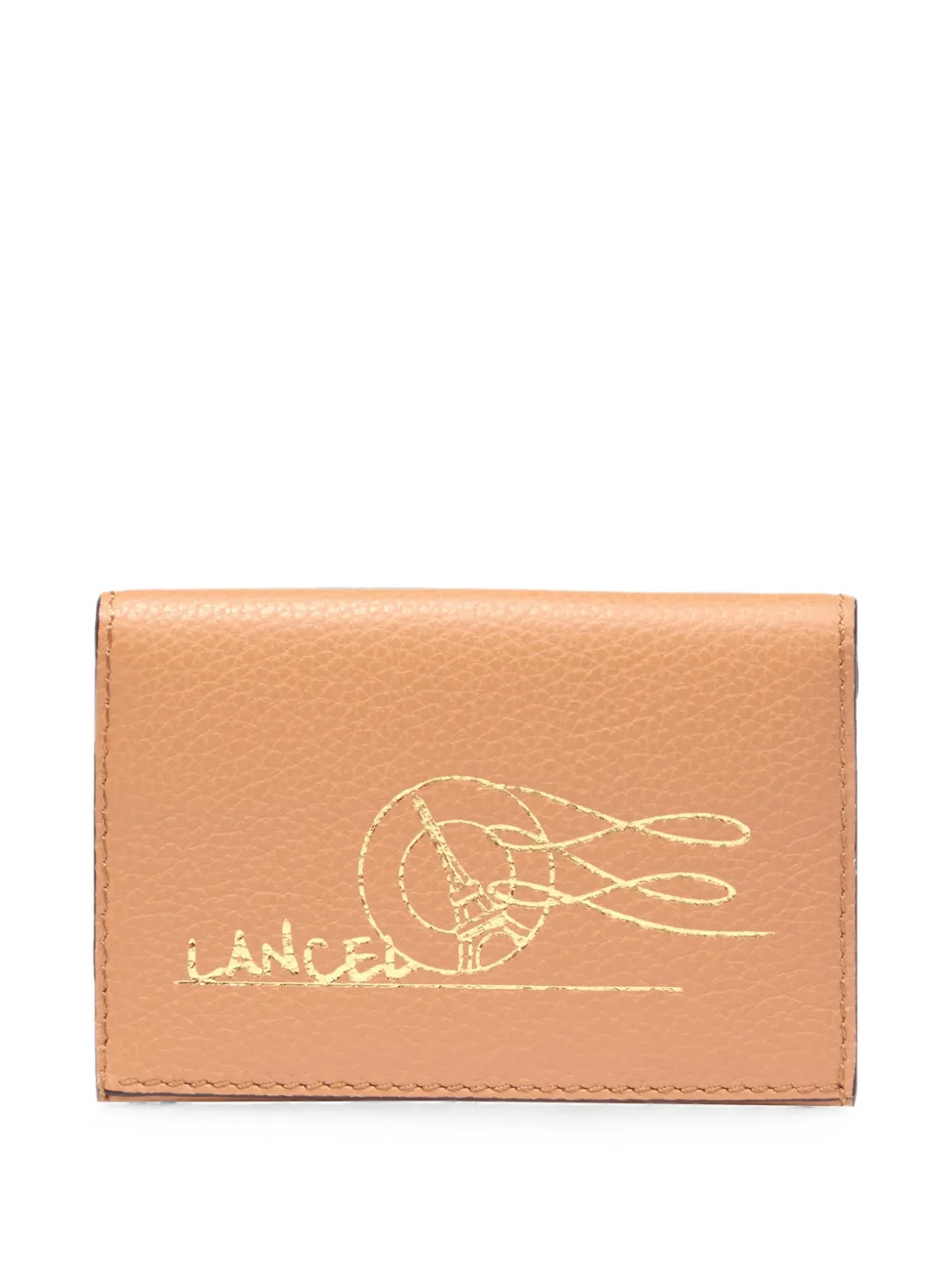 Lancel S clutch met omslag en logo-stempel Beige