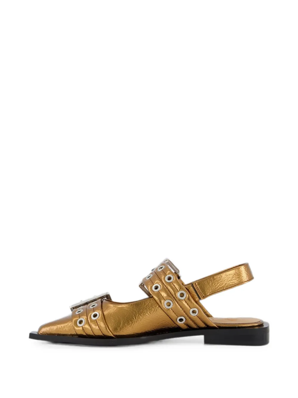 GANNI buckle-detail pointed-toe flat pumps Goud