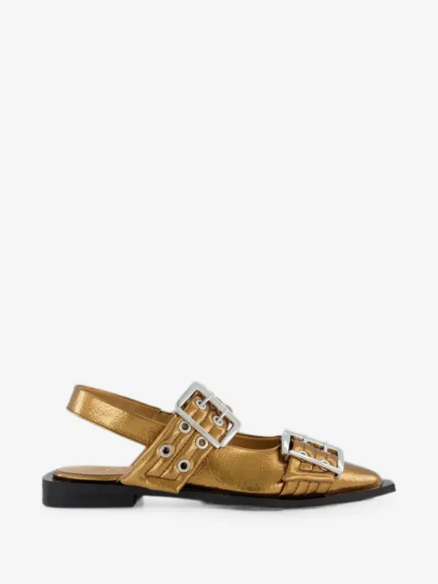 GANNI buckle-detail pointed-toe flat pumps