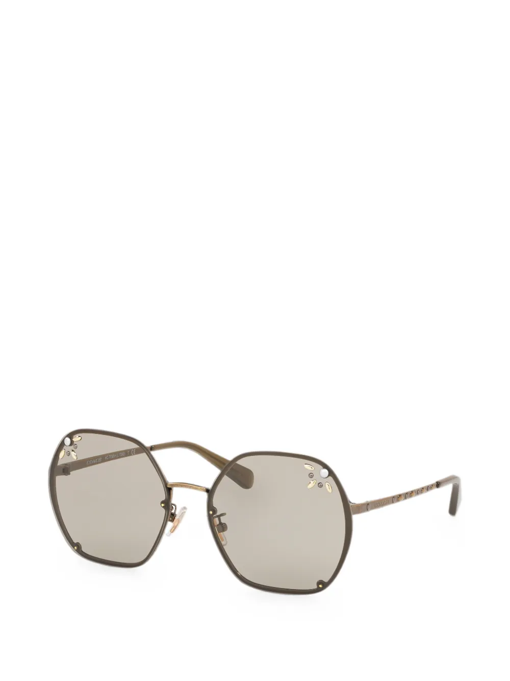 Coach embellished geometric-frame sunglasses - Marrone