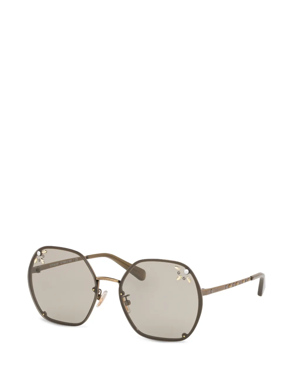 Coach embellished geometric-frame sunglasses - Braun