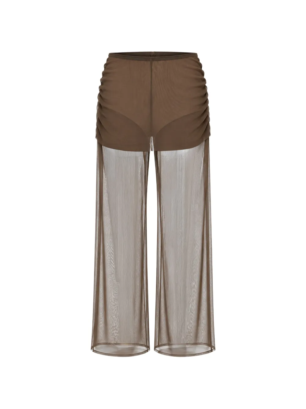 EXILIA sheer ruched-detail palazzo pants