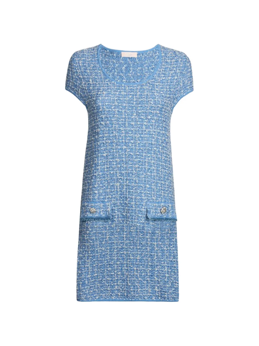LIU JO tweed-effect button-detail mini dress - Blu