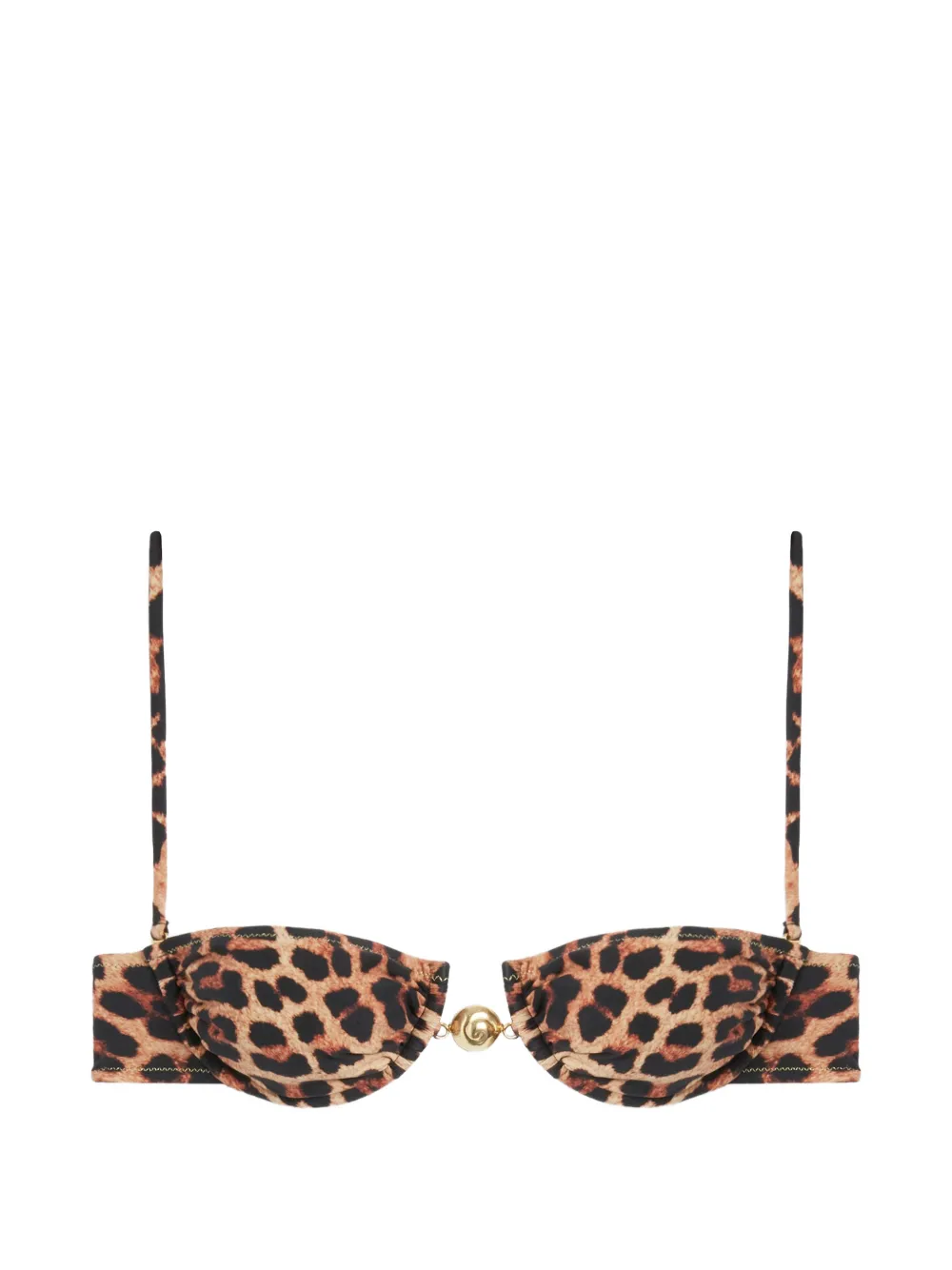 Reina Olga Hammond leopard-print bikini top - Toni neutri