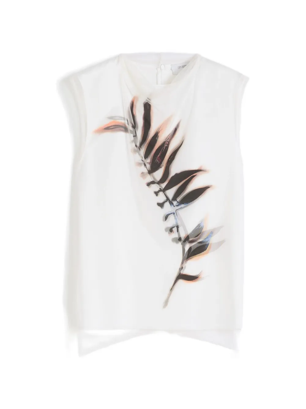 Sportmax leaf-print sleeveless top - Bianco