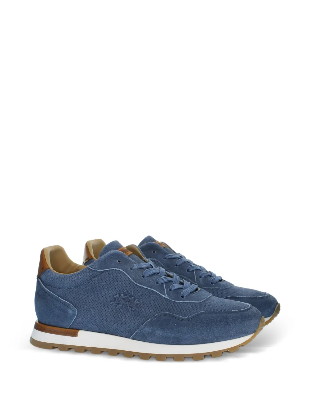 La Martina perforated panelled sneakers Blauw