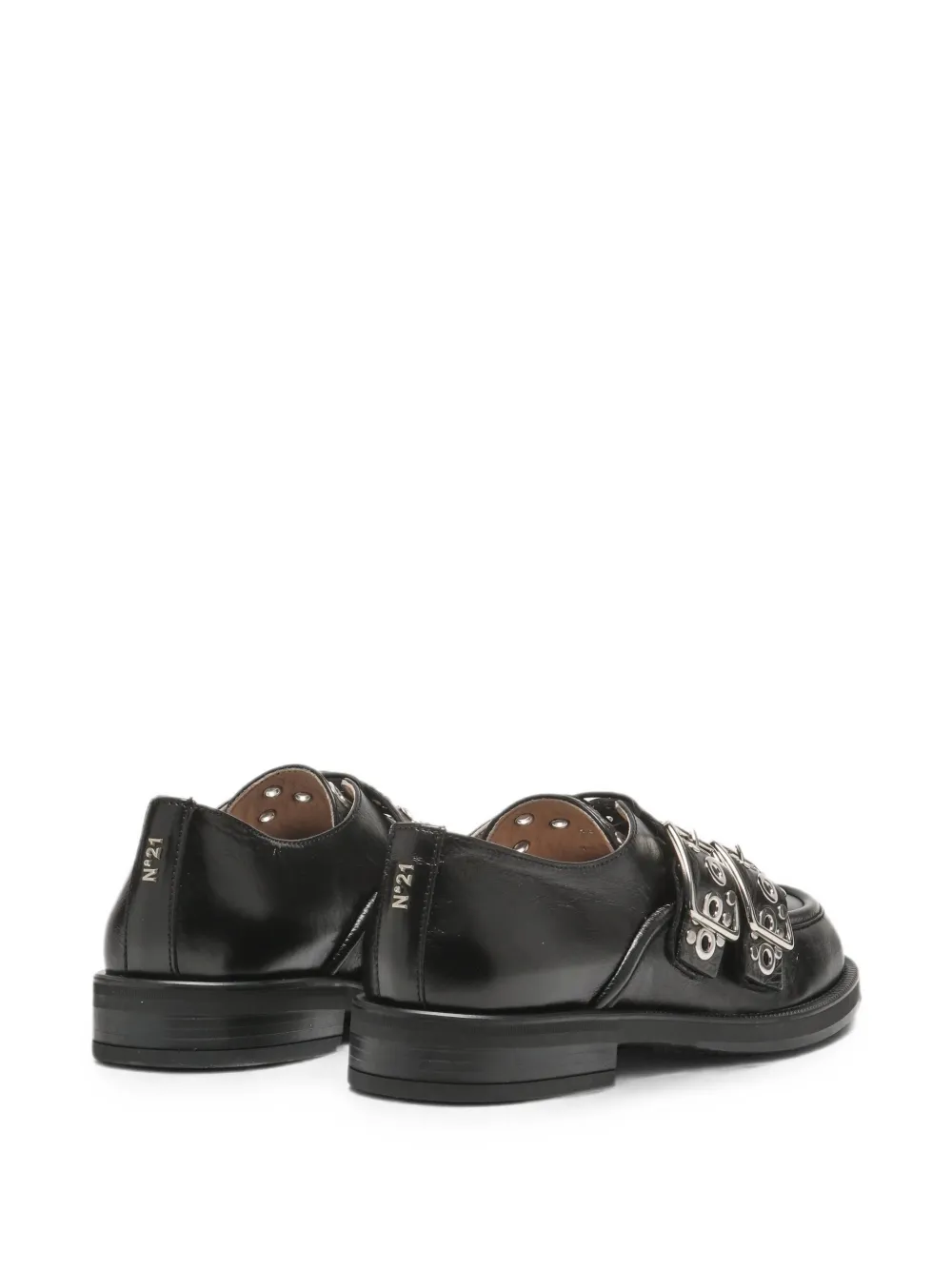 Nº21 eyelet-embellished buckled Derby shoes Zwart