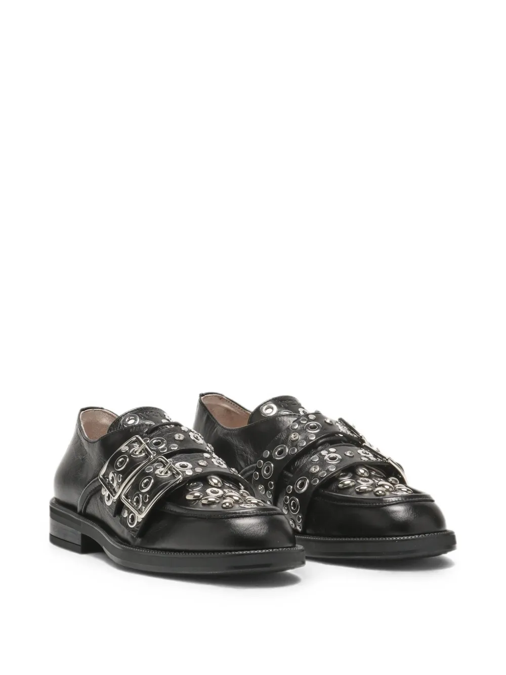 Nº21 eyelet-embellished buckled Derby shoes Zwart