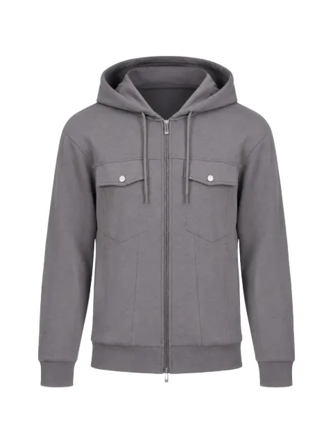 Armani Exchange zip-fastening flap-pocket hoodie
