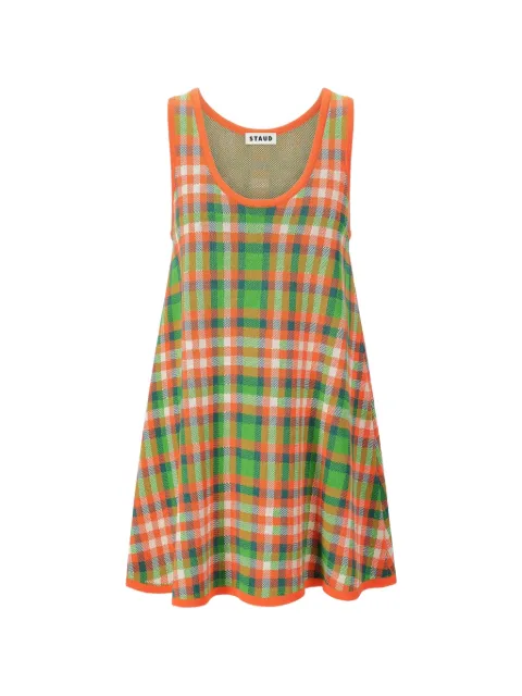 STAUD Piazza plaid-check mini dress