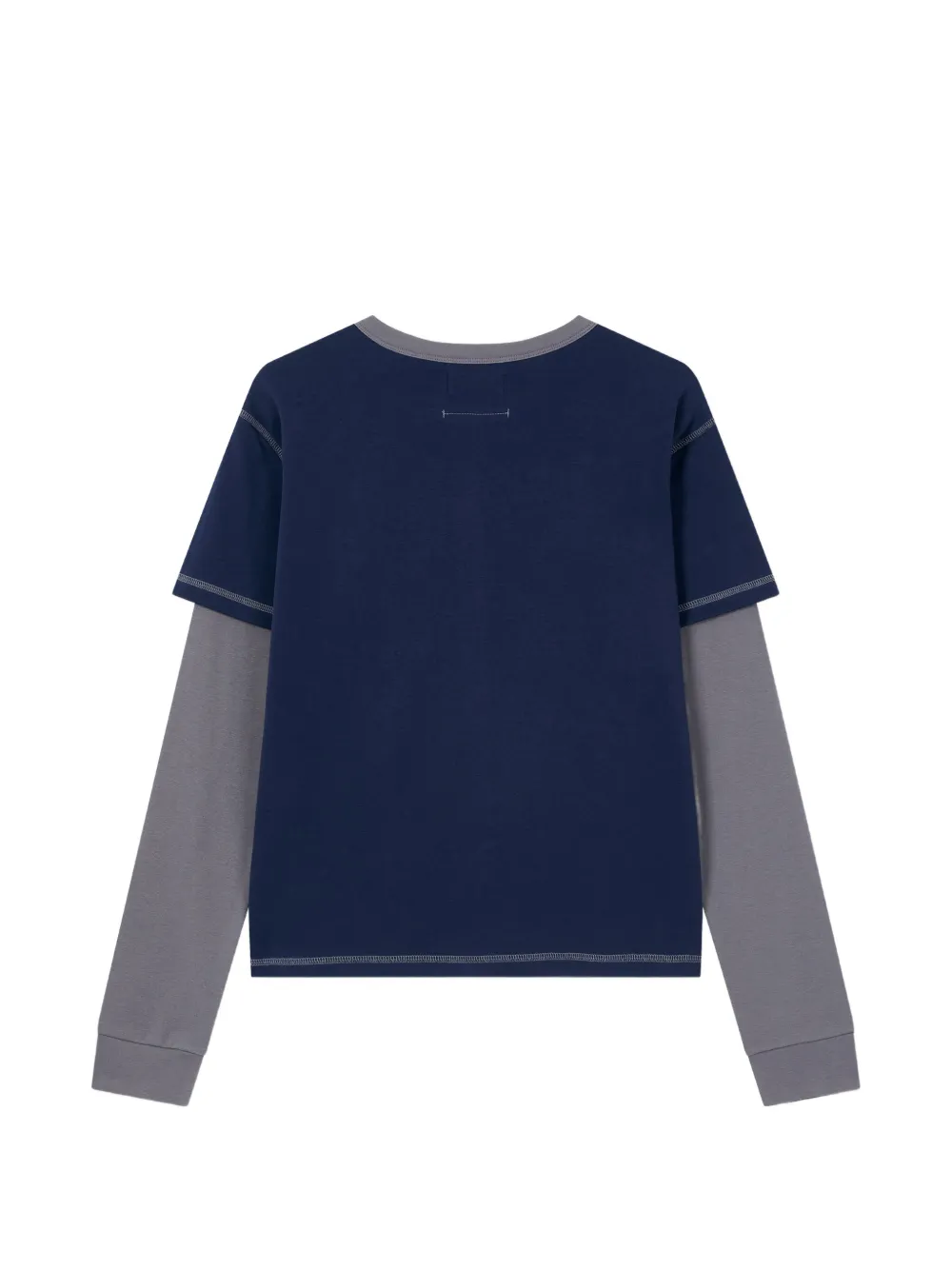TOMBOY Gelaagde button-down sweater met lange mouwen en katoenen print Blauw