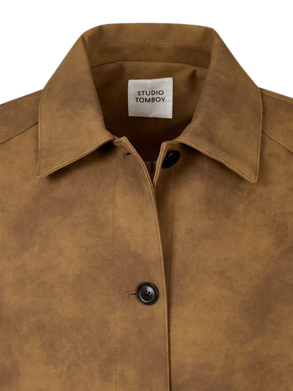 TOMBOY Button-down jack van imitatiesuède Bruin