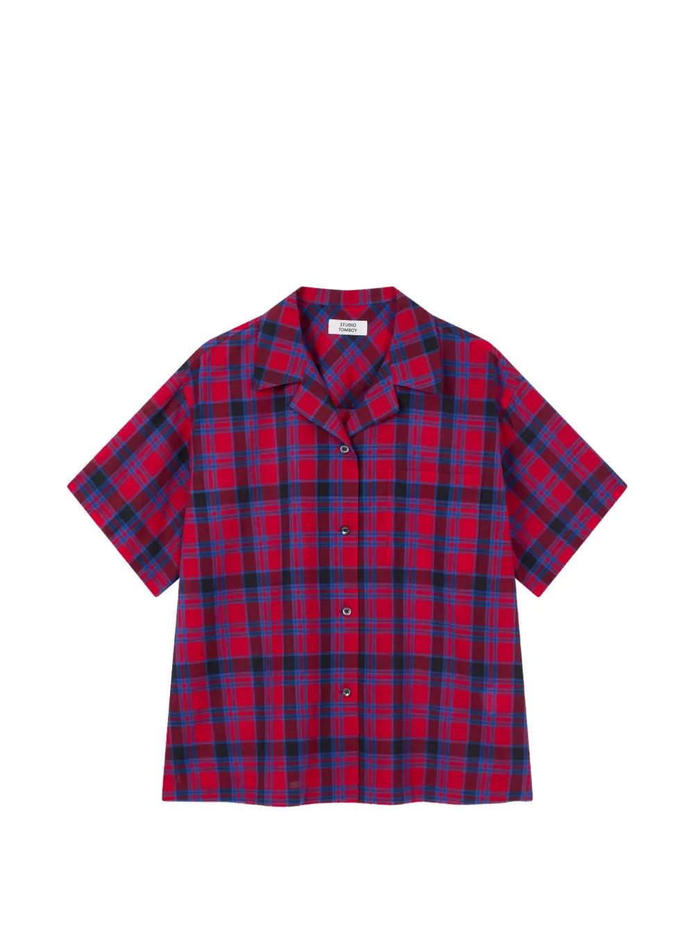 TOMBOY check-pattern short-sleeve cotton shirt - Rot