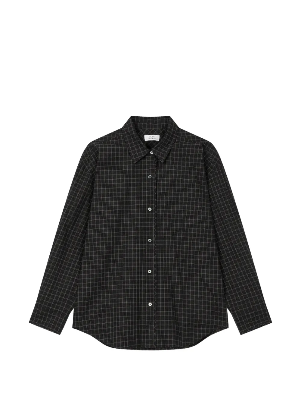 TOMBOY check-pattern button-down cotton shirt - Grau