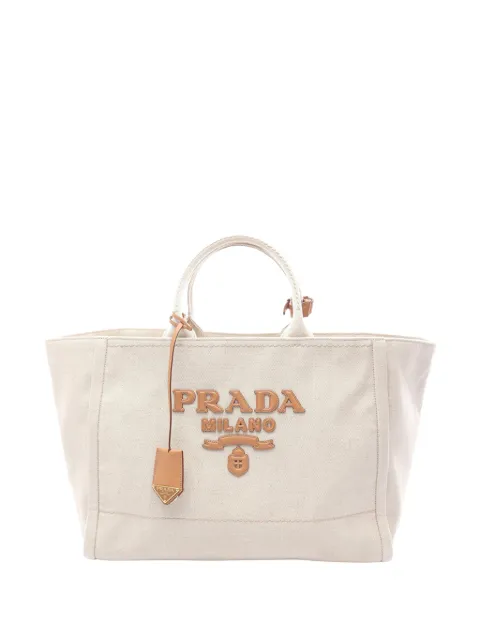 Prada Pre-Owned 2013-2026 Linen Blend Jardiniere tote bag