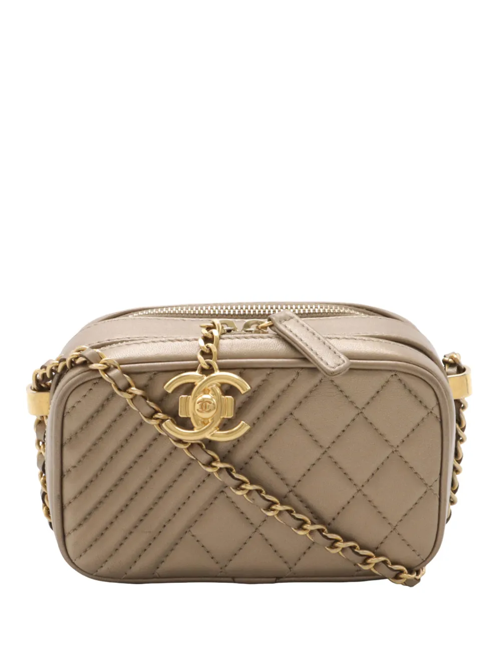 CHANEL Pre-Owned 2014-2015 Mini Quilted Lambskin Coco Boy Camera Bag crossbody bag - Gold