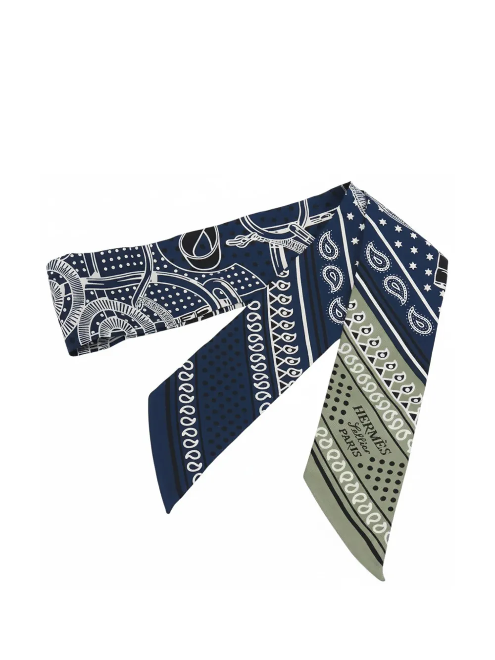 Hermès Pre-Owned 2000-2026 Eperon d Or Bandana Silk Twilly Scarf scarves - Blu