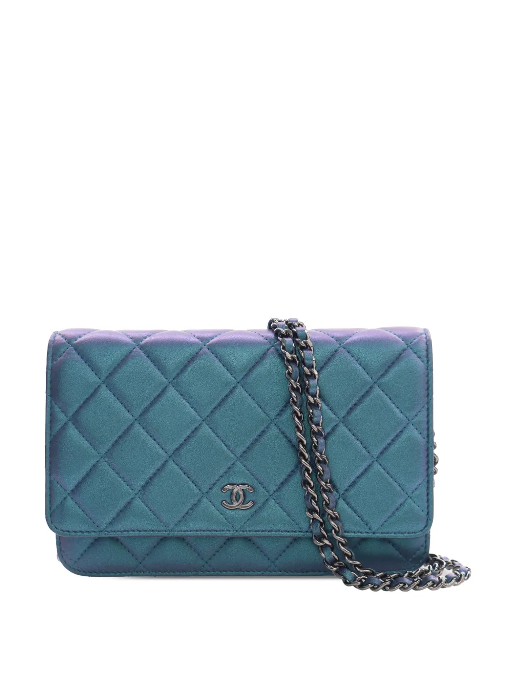CHANEL Pre-Owned 2017-2018 CC Umhängetasche aus changierendem Lammleder mit Kettenriemen - Blau