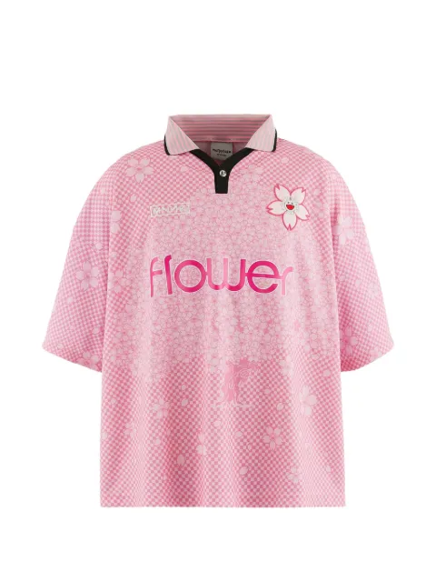 MONONOKE MADE X Takashi Murakami check-pattern floral-print polo shirt