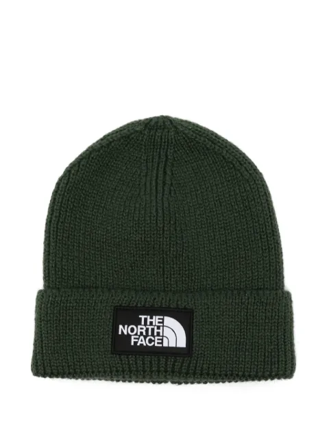 The North Face logo-patch ribbed-knit beanie hat