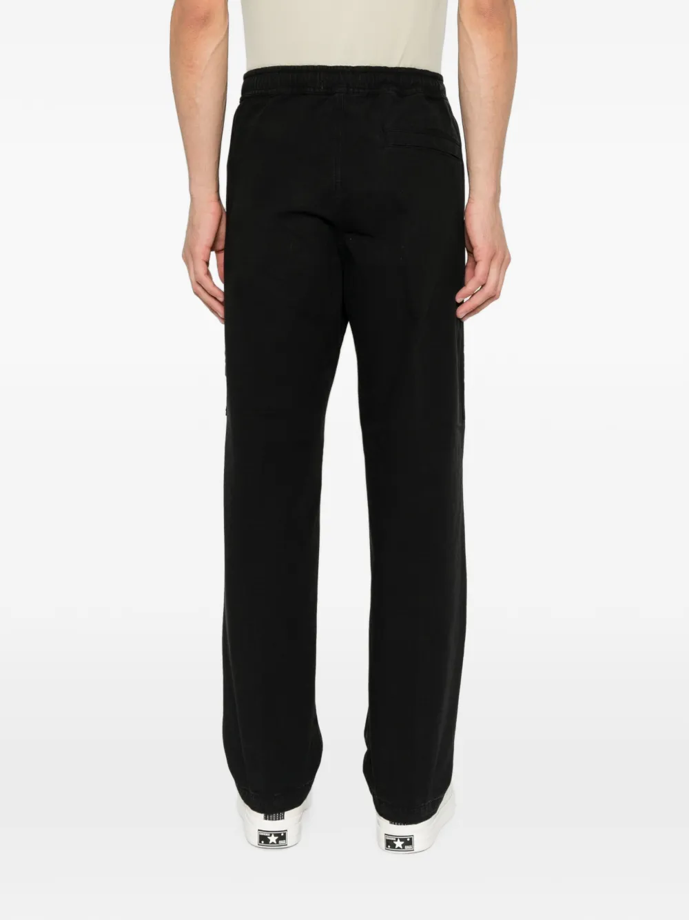 Stone Island 3100015 ruimvallende katoenen Ripstop cargo broek met rits en drukknoopzakken Zwart