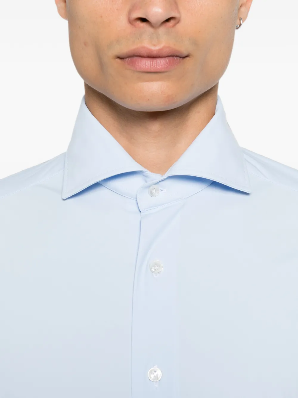 Barba Overhemd met gespreide kraag Blauw