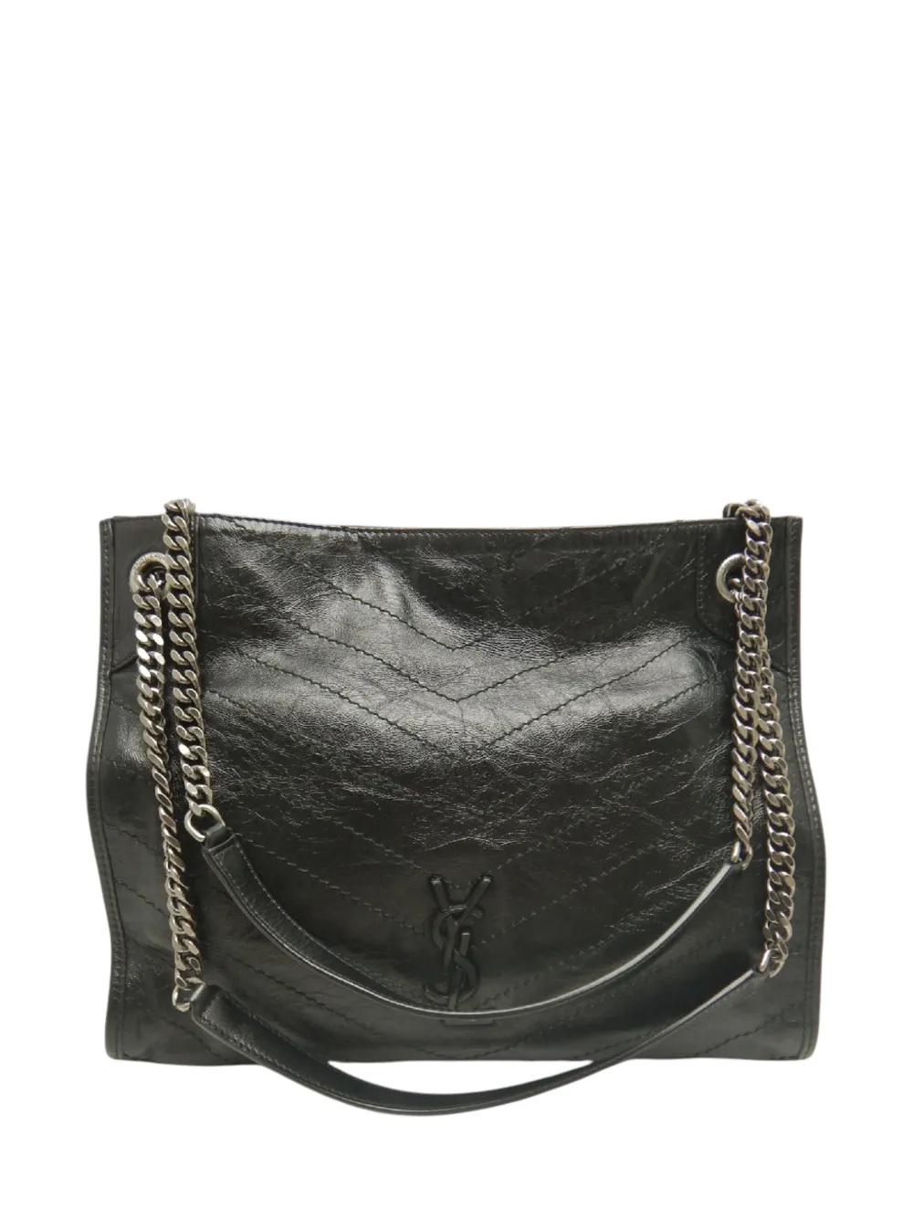 Saint Laurent Pre-Owned 2018-2026 Medium Crinkled Calfskin Monogram Niki Shopper tote bag - Nero