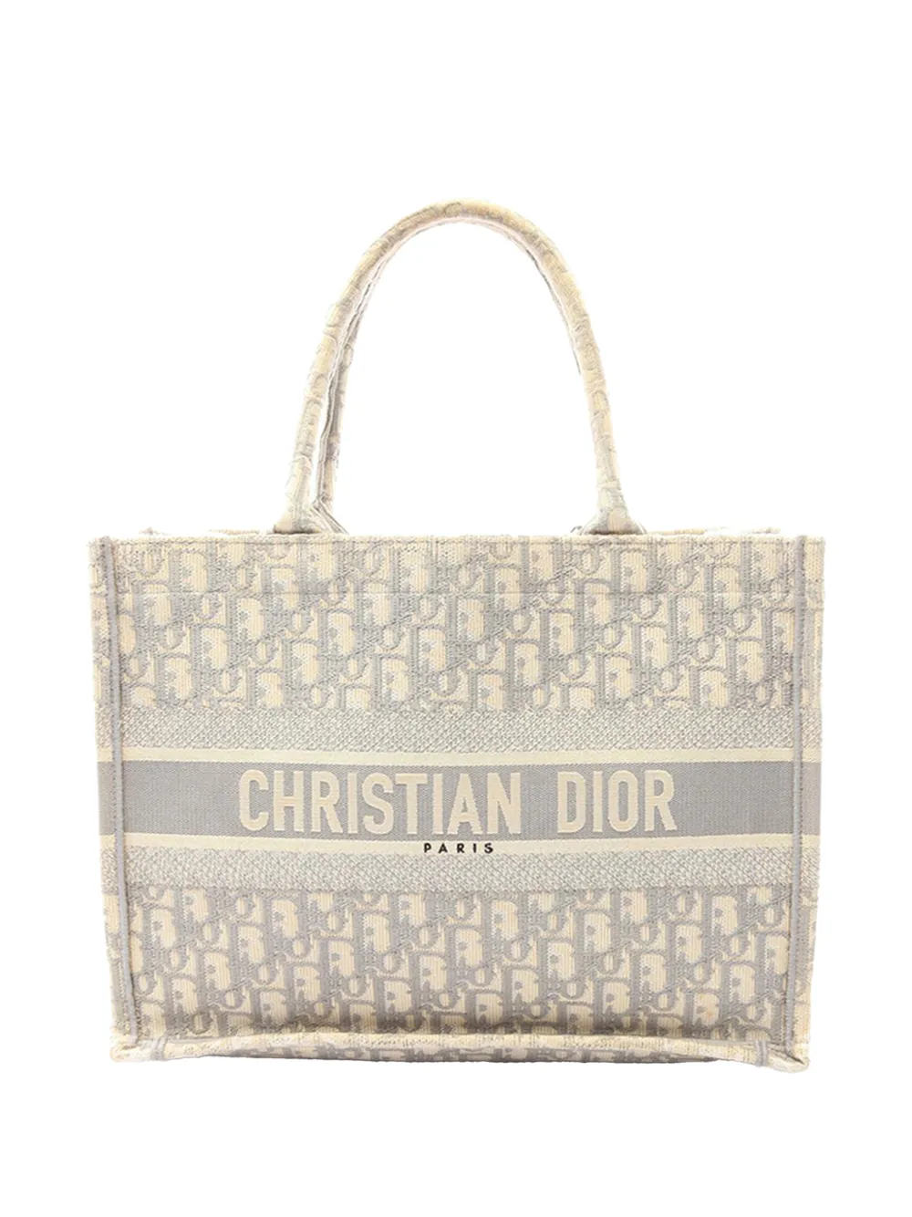 Christian Dior Pre-Owned 2018-2020 Medium Oblique Embroidered Canvas Book tote bag - Grey