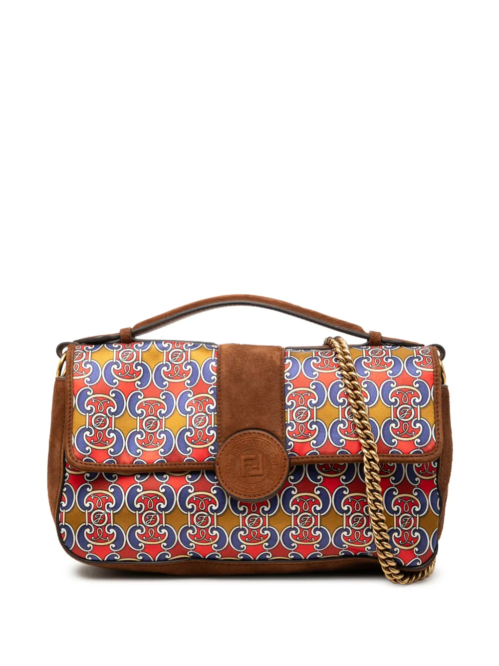 Fendi Pre-Owned 2010-2026 Satchel-Tasche aus Satin und Wildleder mit Print - Braun