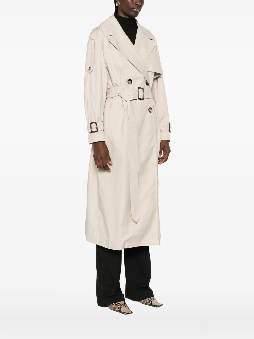 Max Mara Coro trenchcoat met dubbele rij knopen en ceintuur Beige