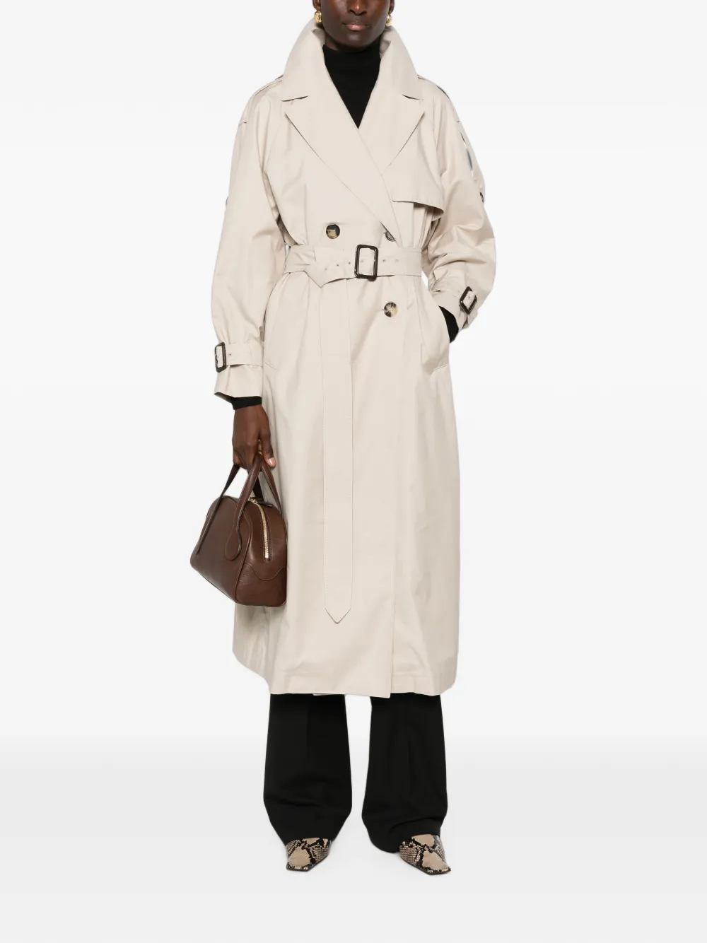 Max Mara Coro trenchcoat met dubbele rij knopen en ceintuur Beige