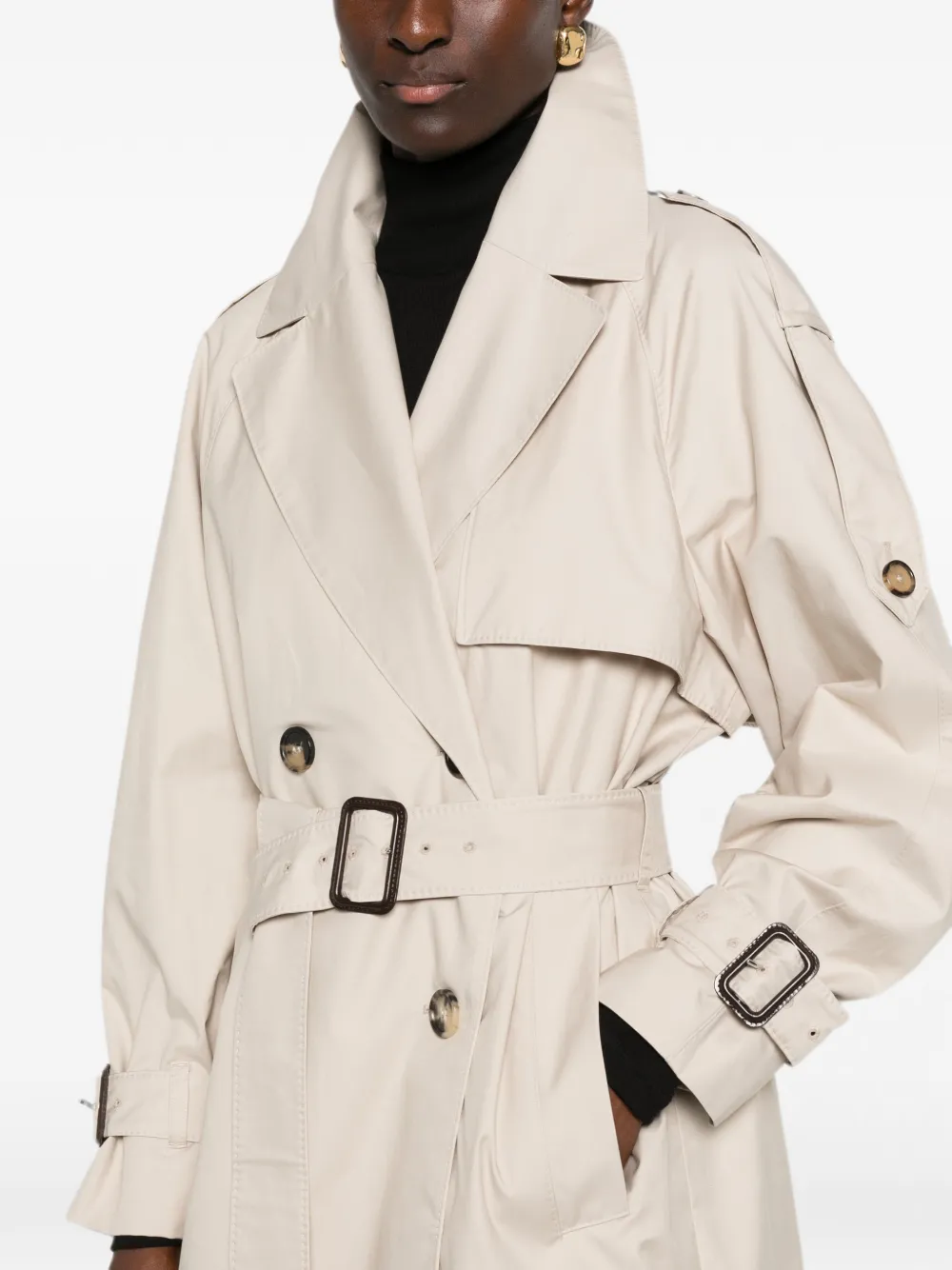 Max Mara Coro trenchcoat met dubbele rij knopen en ceintuur Beige
