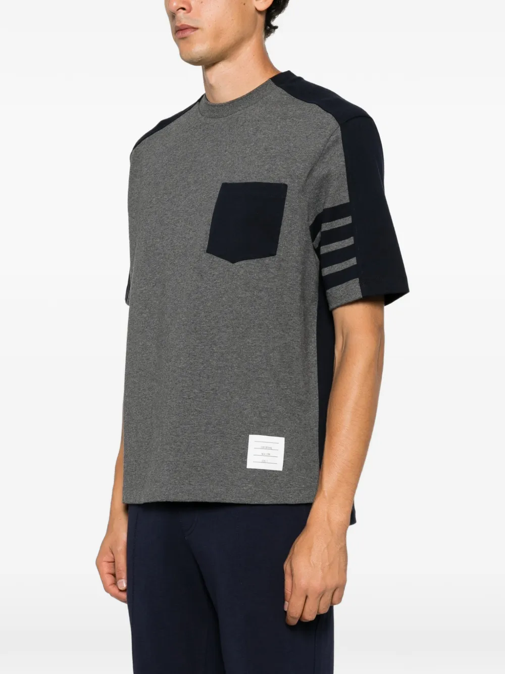 Thom Browne 4-Bar T-shirt met borstzak Grijs