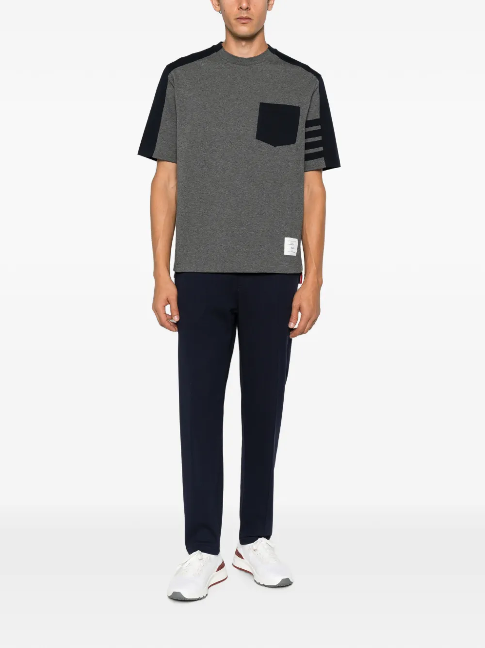 Thom Browne 4-Bar T-shirt met borstzak Grijs