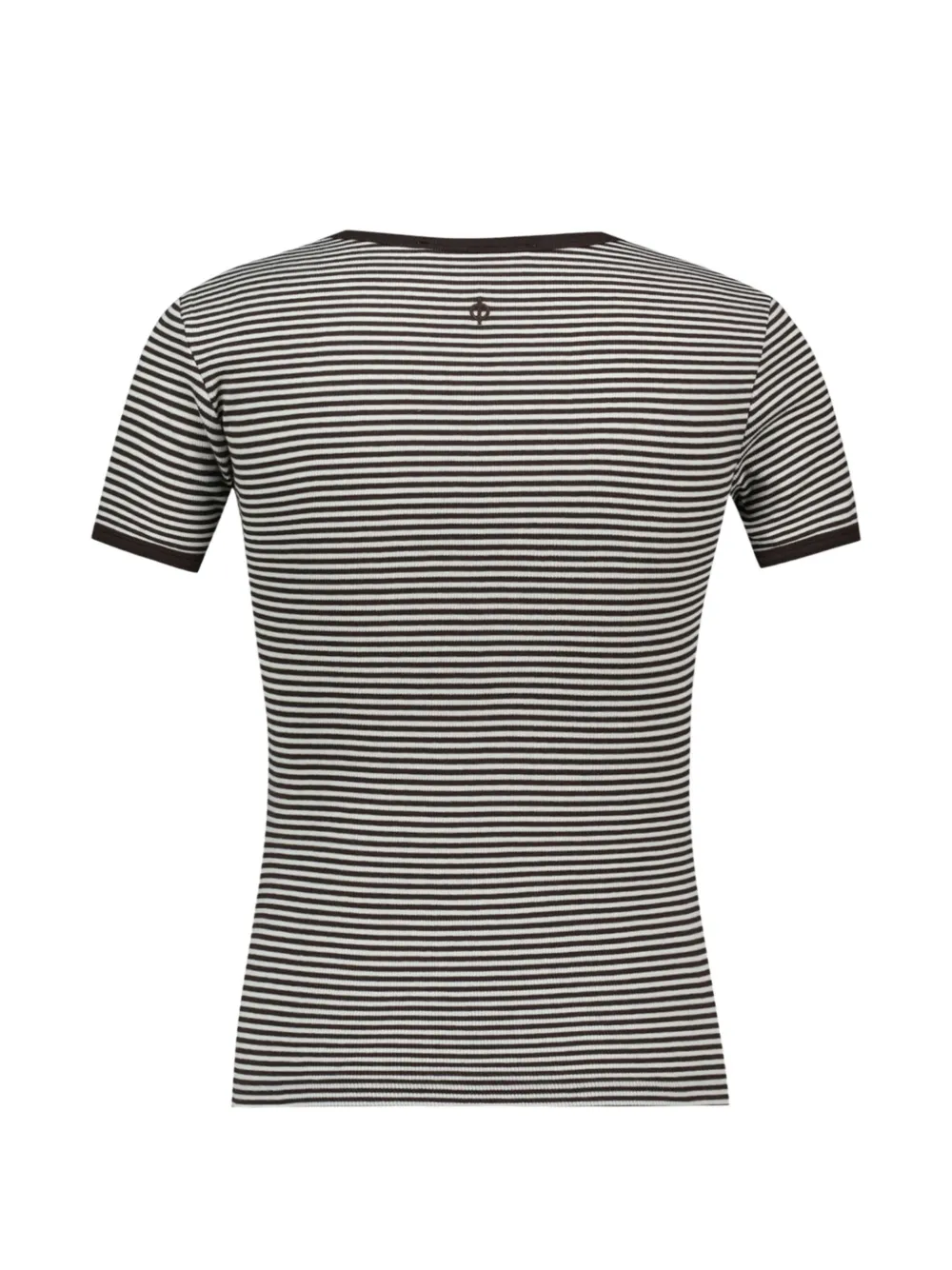 SAMSOE Salinas geribbeld T-shirt met horizontale streep Bruin