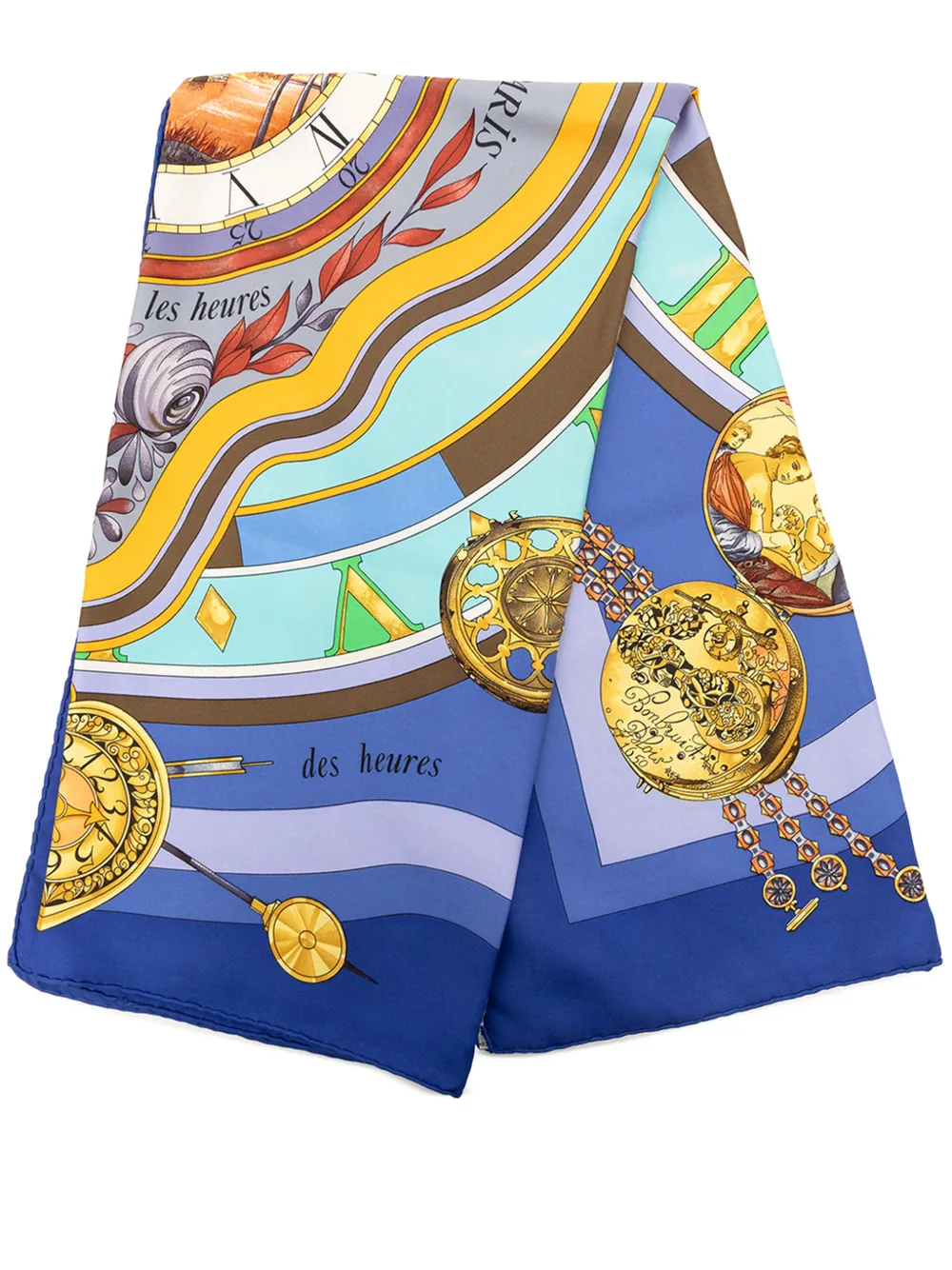 Hermès Pre-Owned 1980-2000 Parmi Les Fleurs Je Compte Les Heures Seidenschal 90cm - Blau