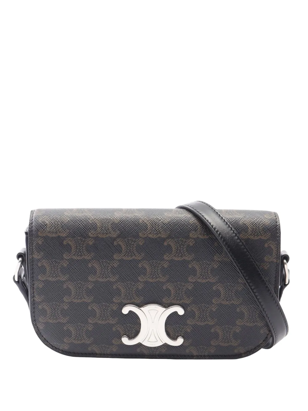 Celine Pre-Owned 2000-2026 Small Triomphe Coated Canvas Triomphe crossbody bag - Black