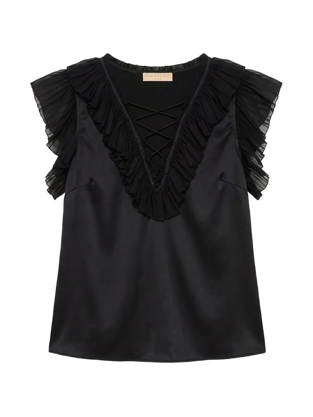 Ulla Johnson Top Ilyana con ruches - Nero