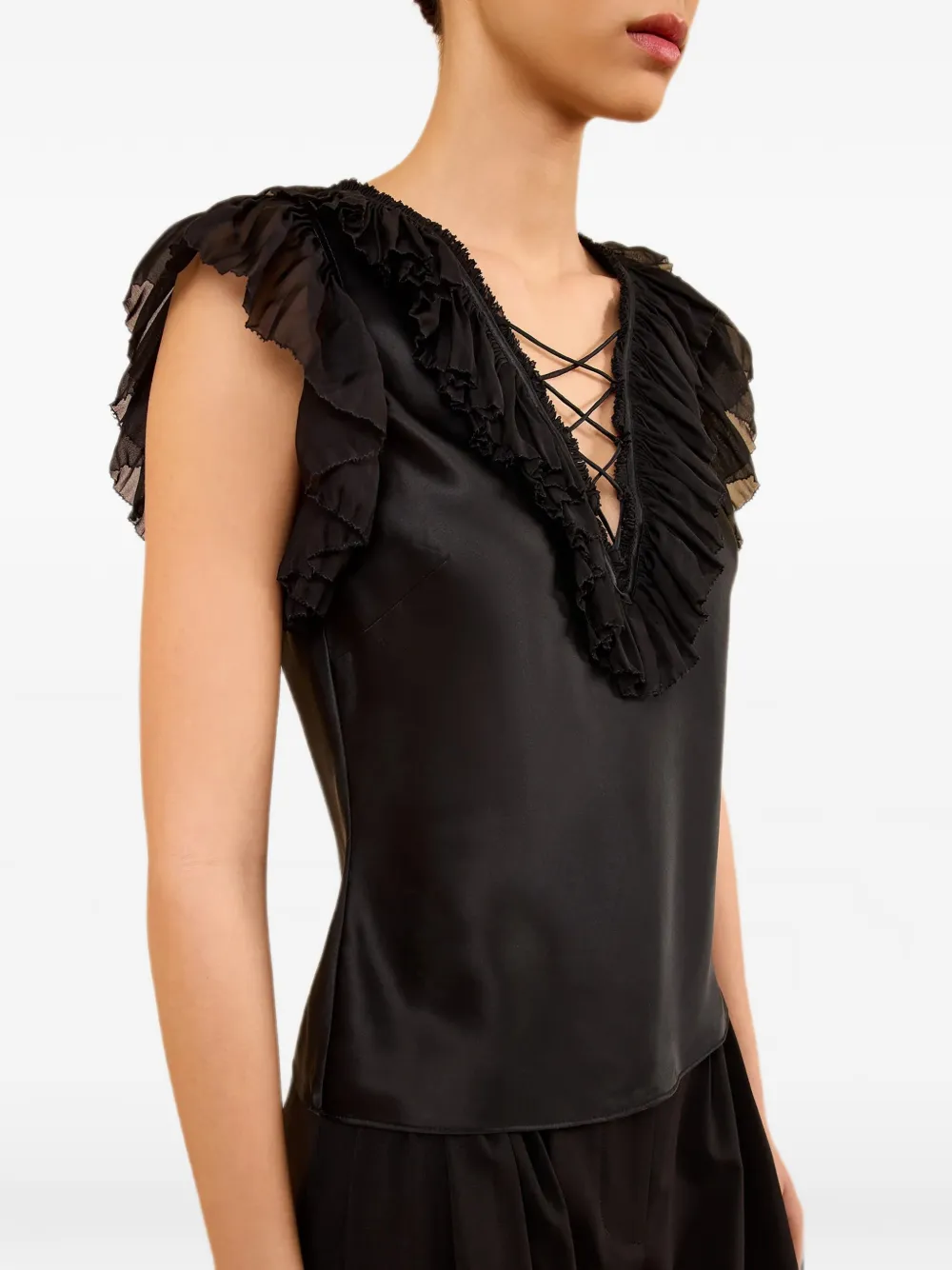 Ulla Johnson Ilyana top met ruches Zwart