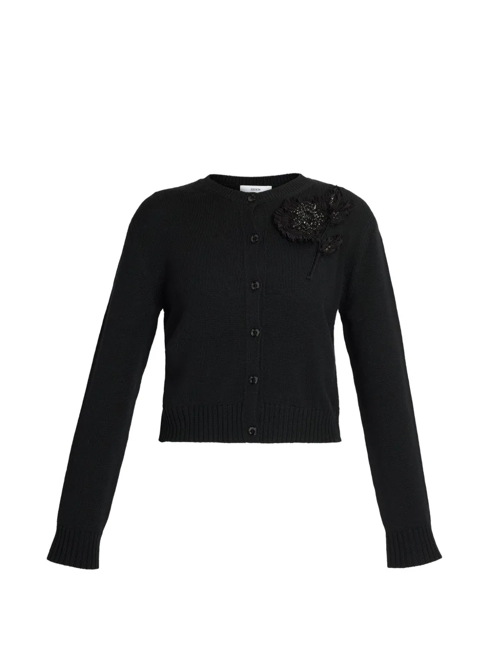 ERDEM bead-embellished merino wool cardigan - Schwarz