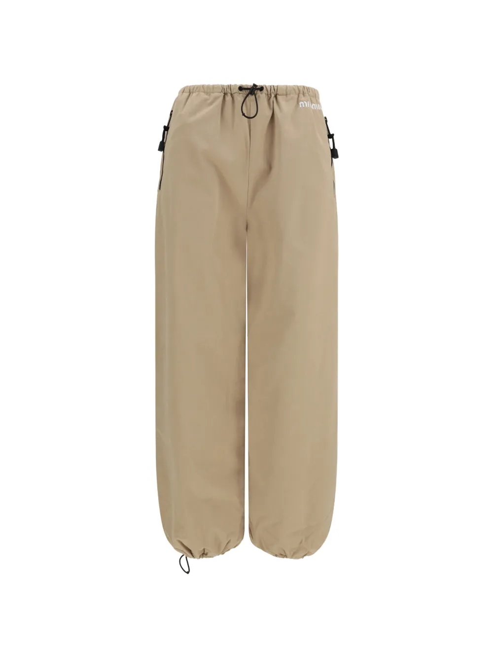 Miu Miu logo-embroidered drawstring trousers - Toni neutri