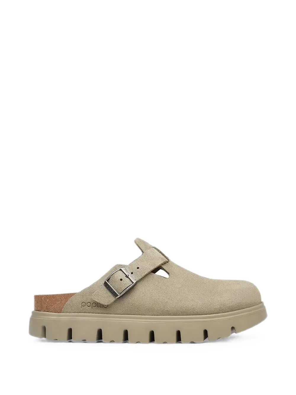 Birkenstock Boston Chunky buckle suede mules Beige