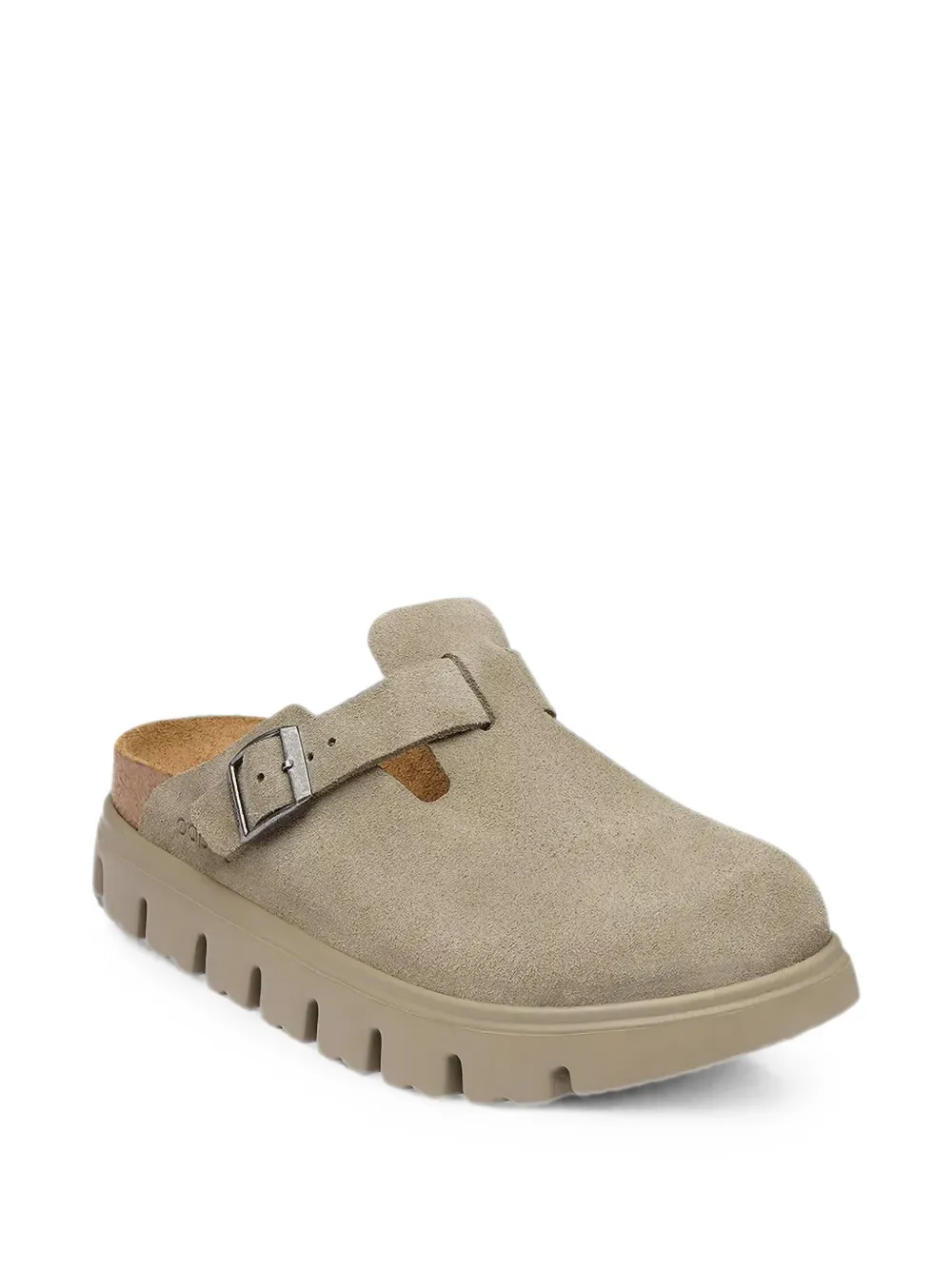 Birkenstock Boston Chunky buckle suede mules Beige
